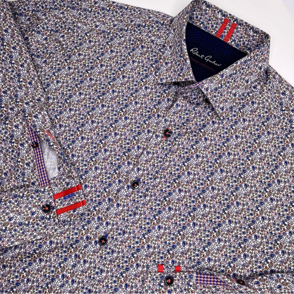 Robert Graham Modern Americana Long Sleeve Button Down Floral Shirt‎ Size Small